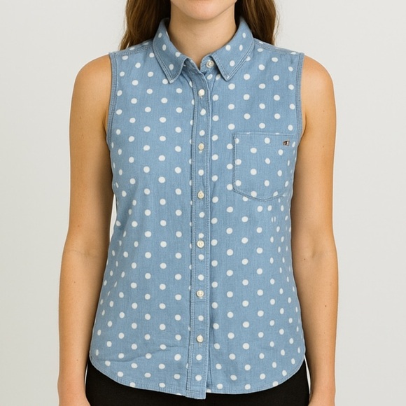Tommy Hilfiger Tops - Tommy Hilfiger Blue Sleeveless Button Down Shirt